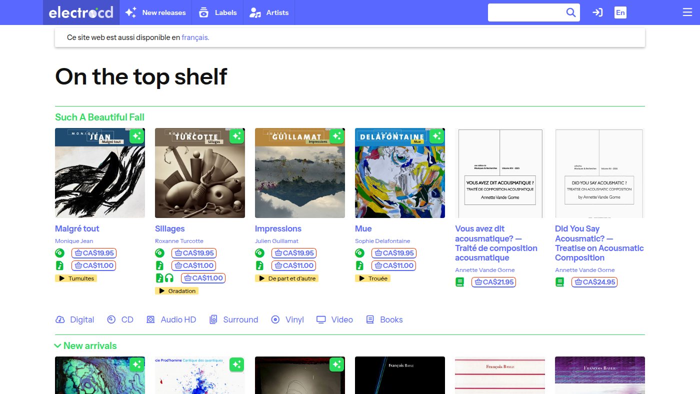 The home page of electrocd.com