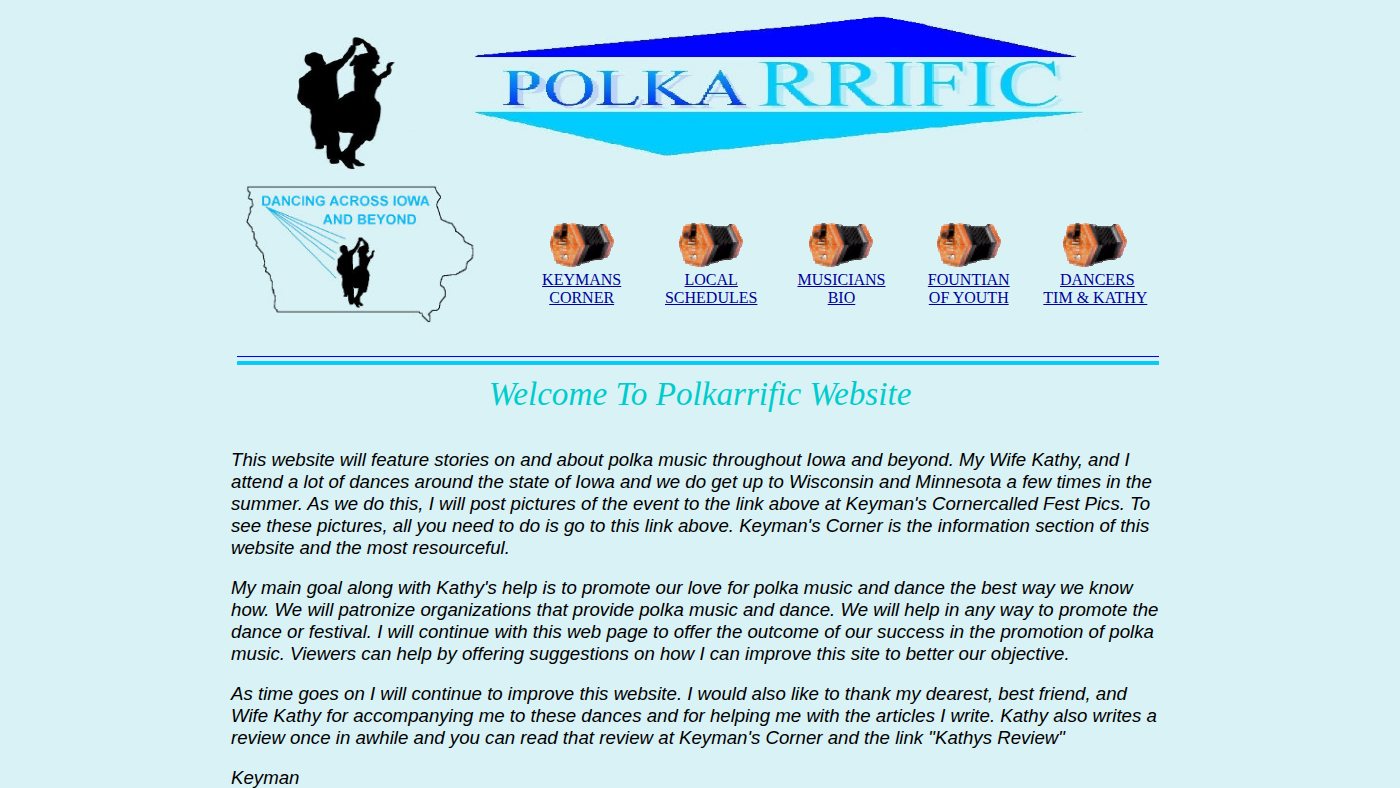 The home page of polkarrific.com