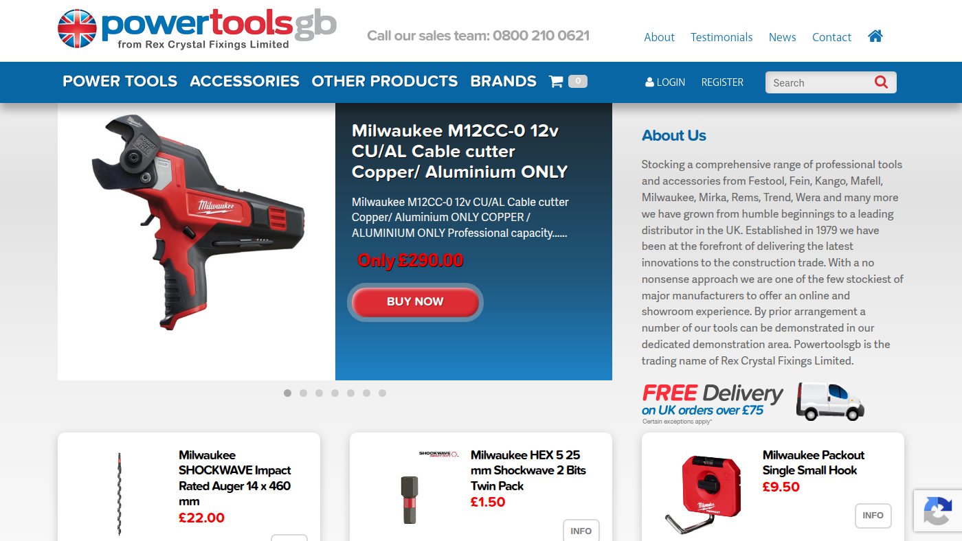 The home page of powertoolsgb.co.uk