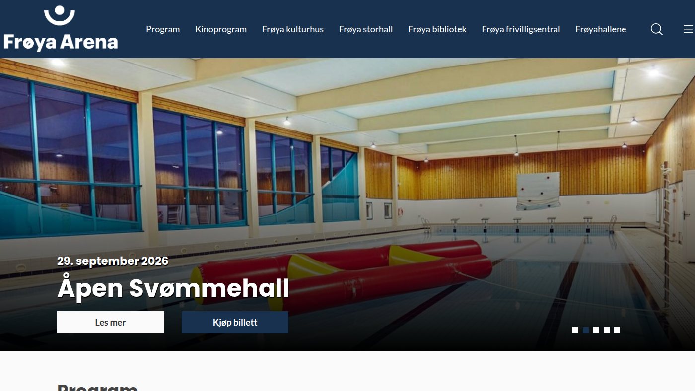 The home page of froyaarena.no