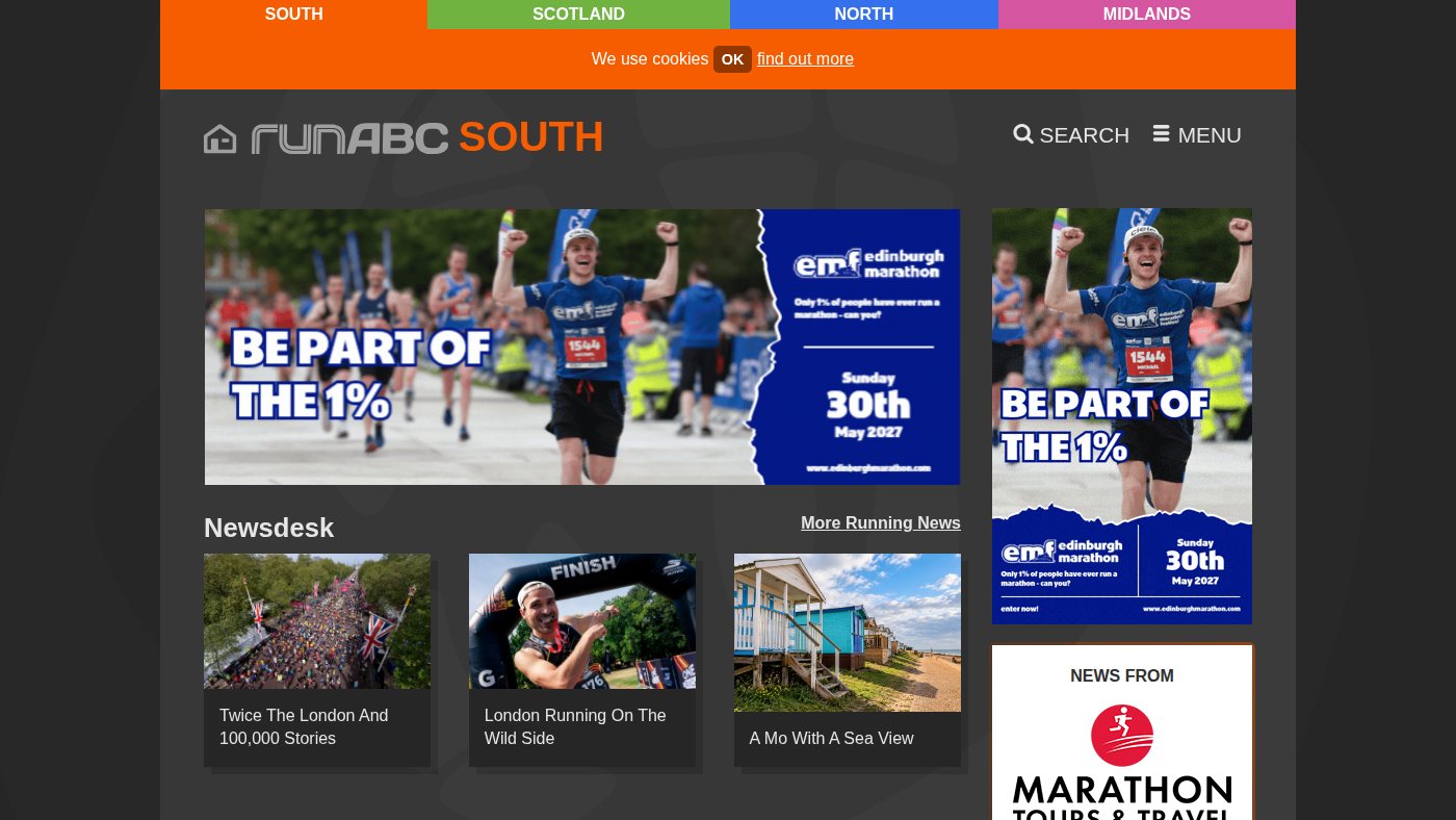 The home page of runabc.co.uk