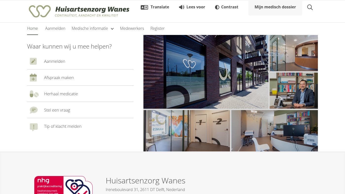 The home page of huisartsenzorgwanes.nl