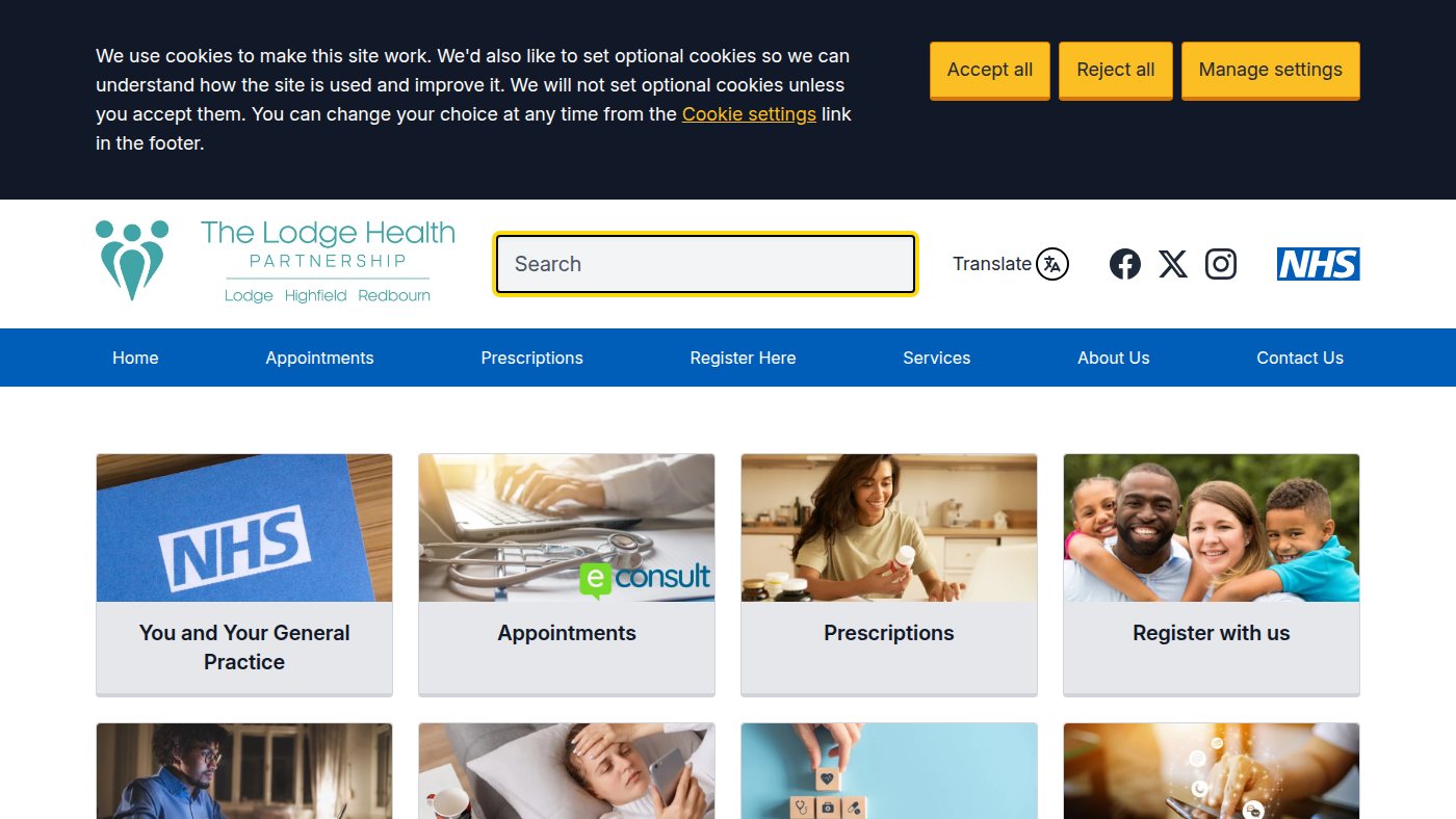 The home page of lodgesurgery.co.uk