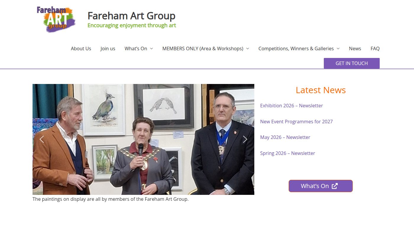 The home page of farehamartgroup.co.uk