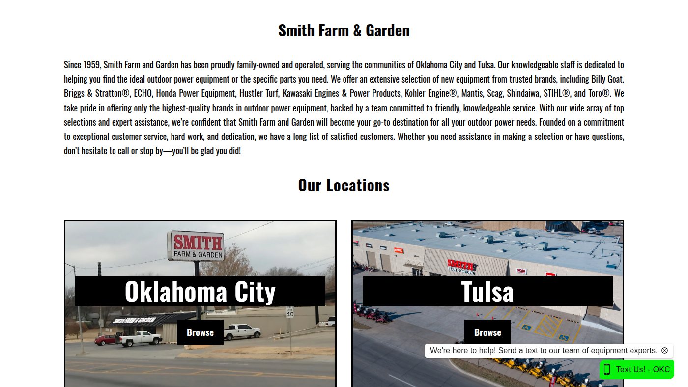 The home page of smithfarmandgarden.com