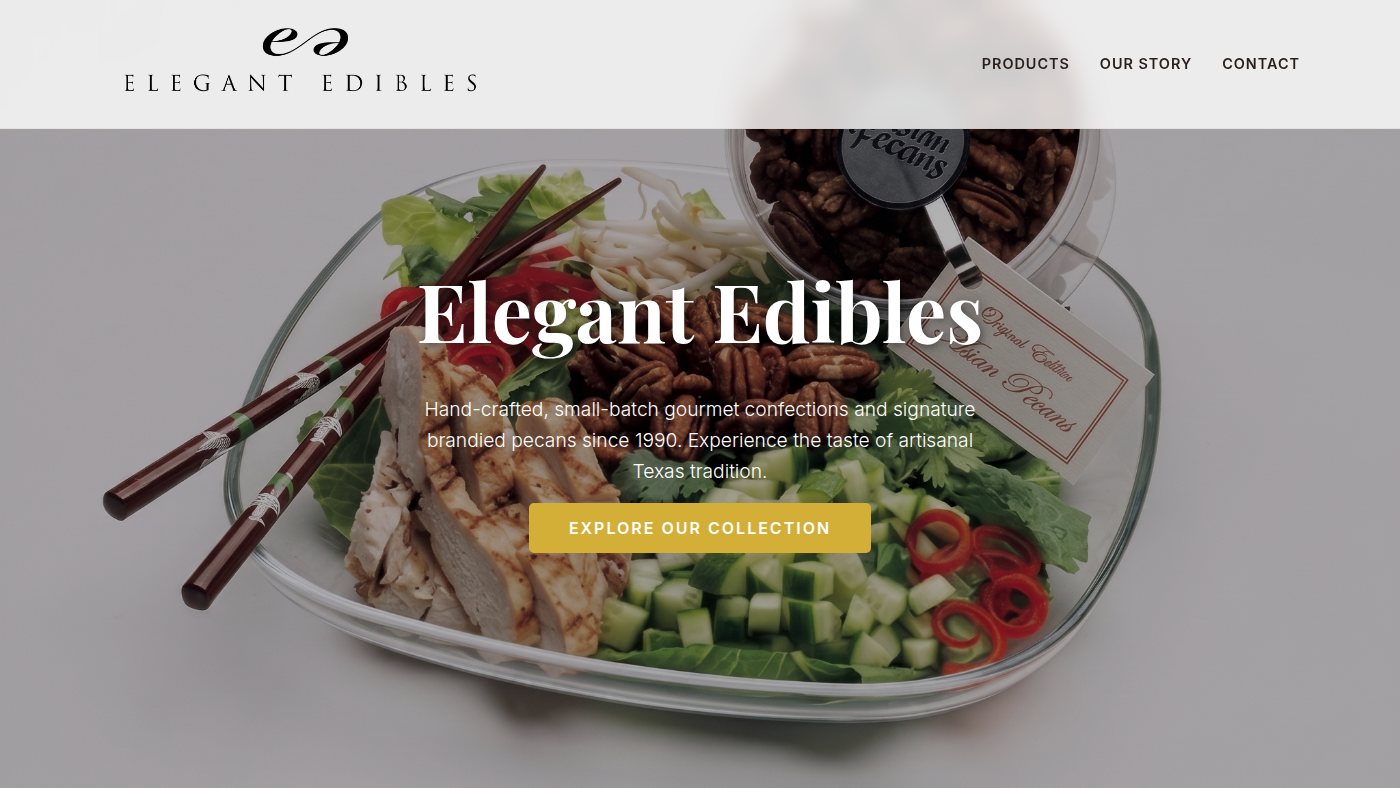 The home page of elegantedibles.com