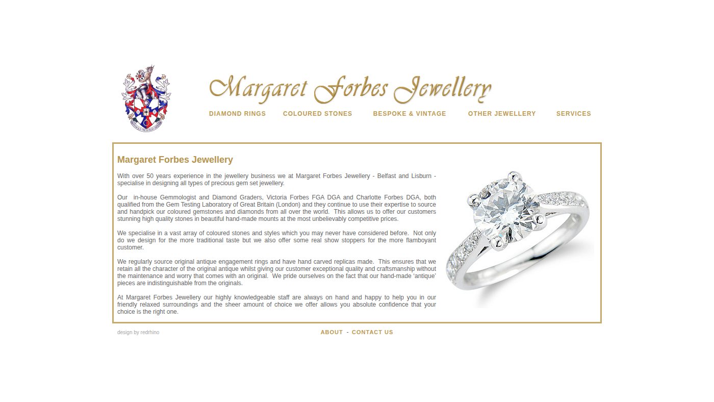 The home page of margaretforbesjewellery.com