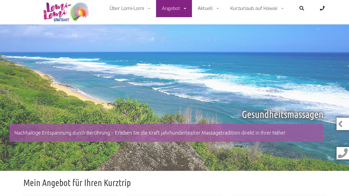 The home page of lomi-lomi-stuttgart.de