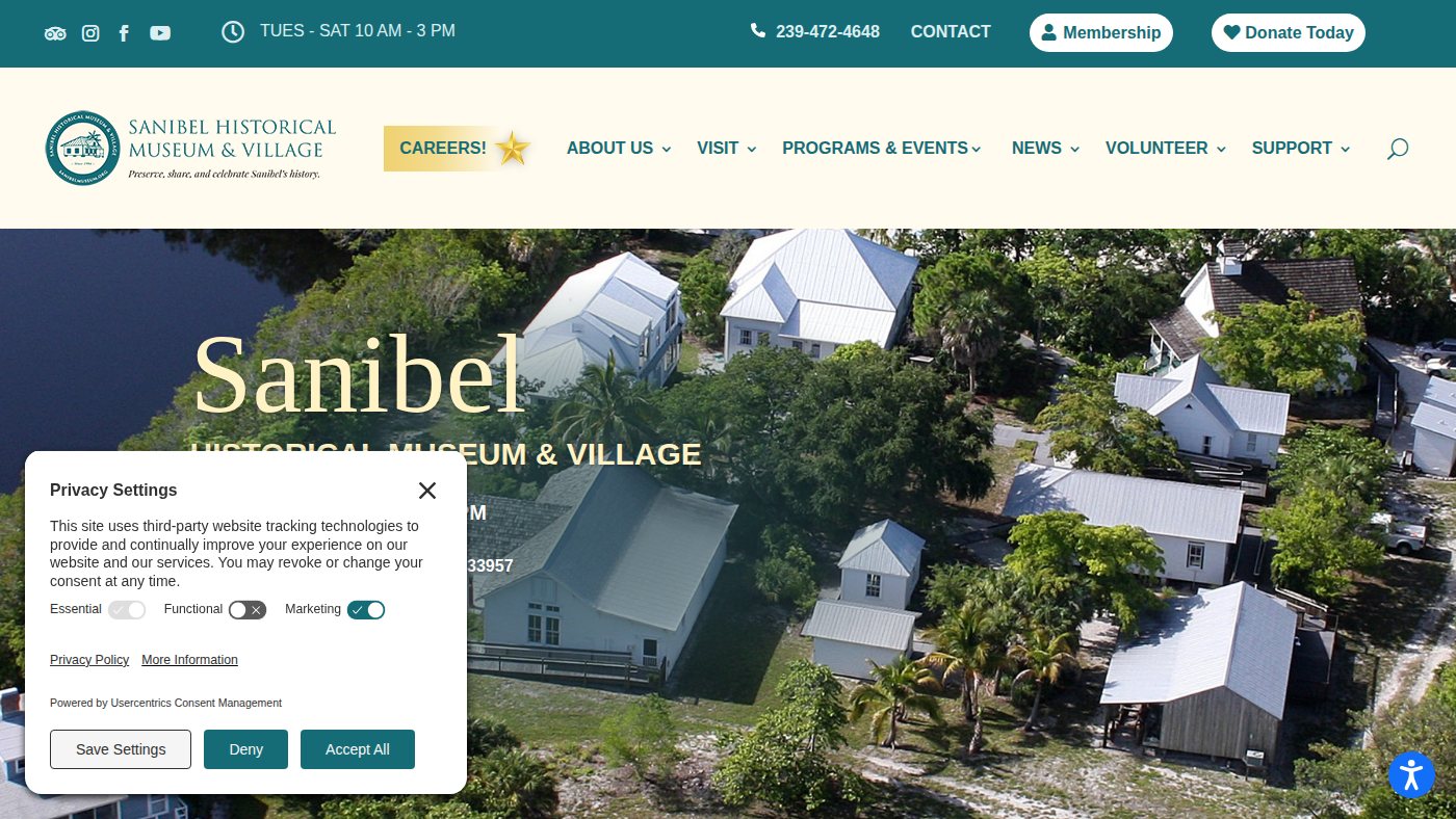The home page of sanibelmuseum.org