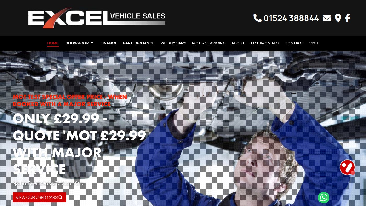 The home page of excelvehiclesales.com