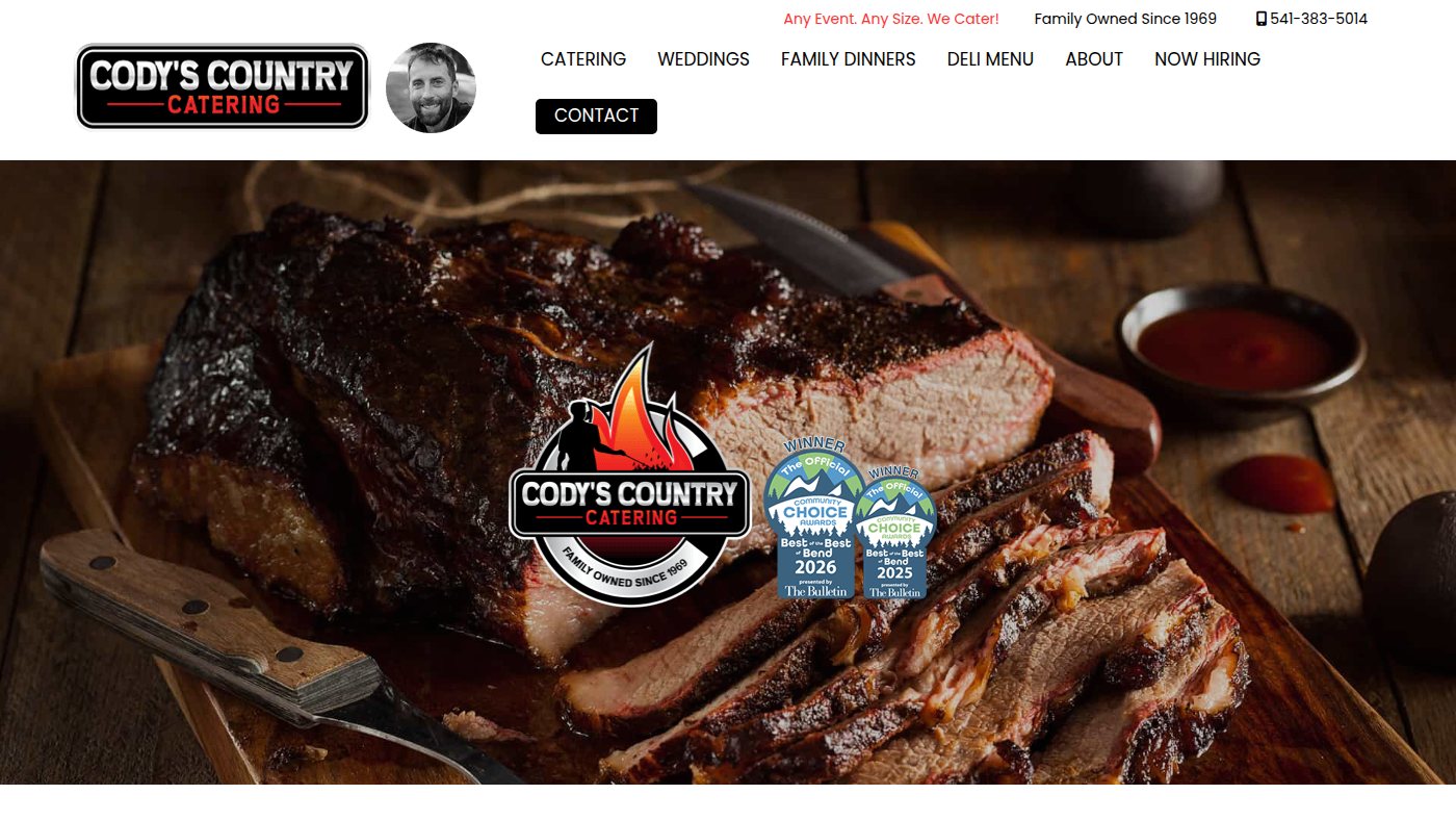 The home page of bendcatering.com