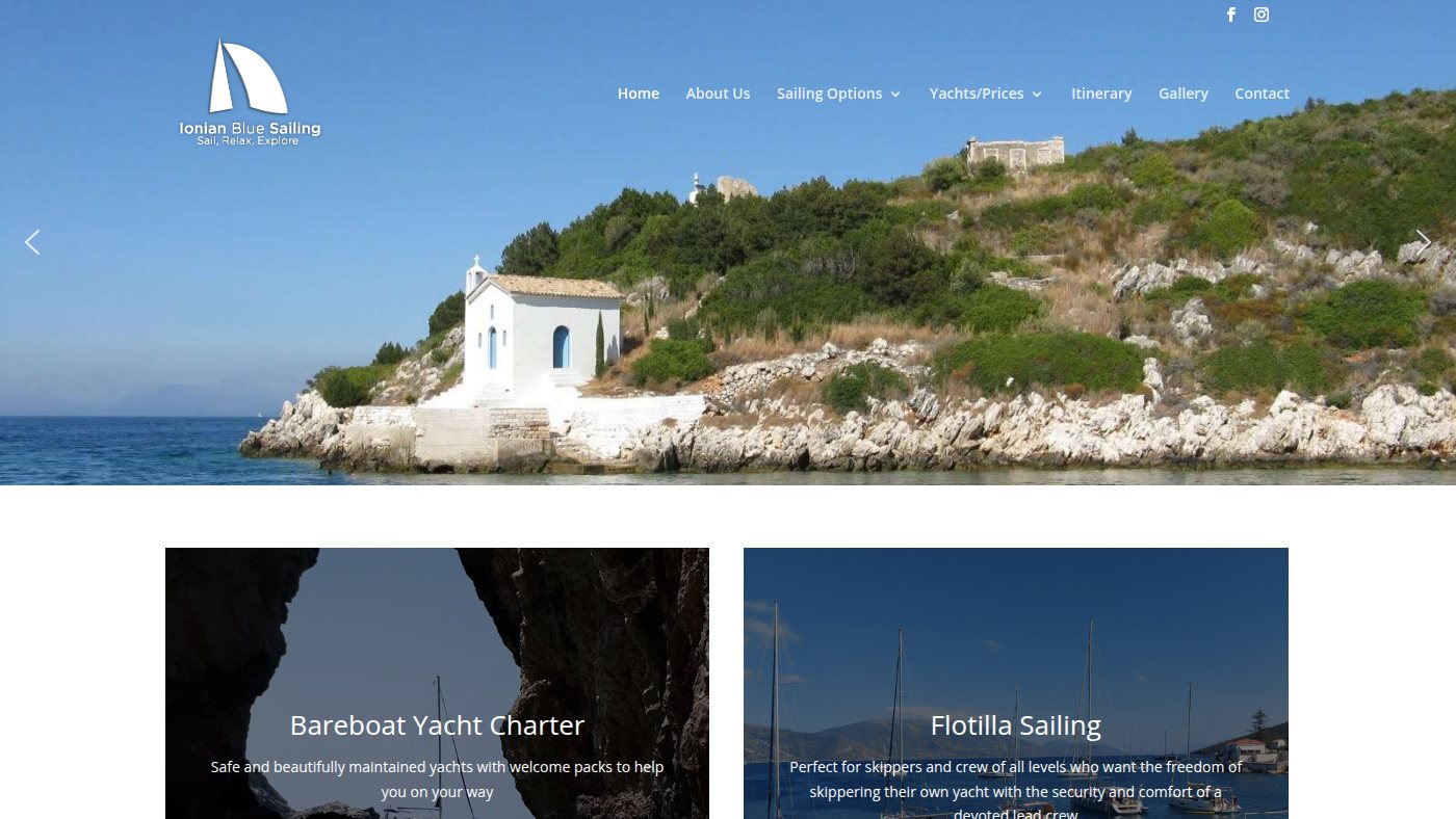 The home page of ionianbluesailing.co.uk