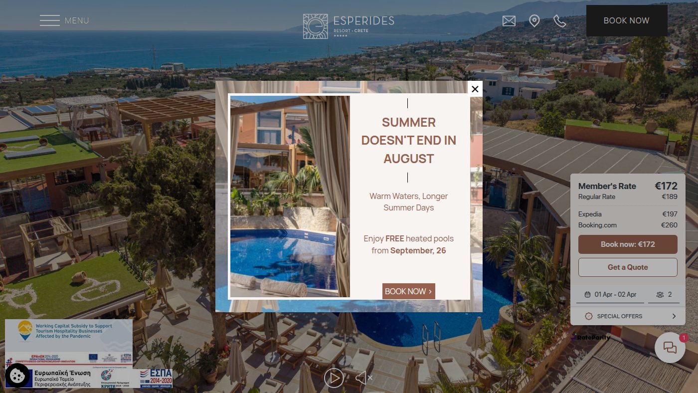 The home page of esperidesresortcrete.gr
