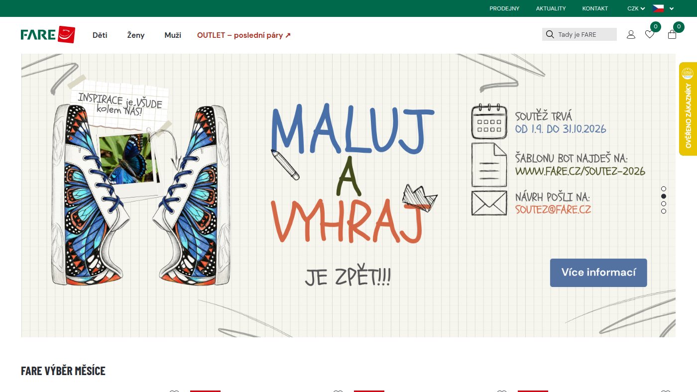 The home page of fare.cz