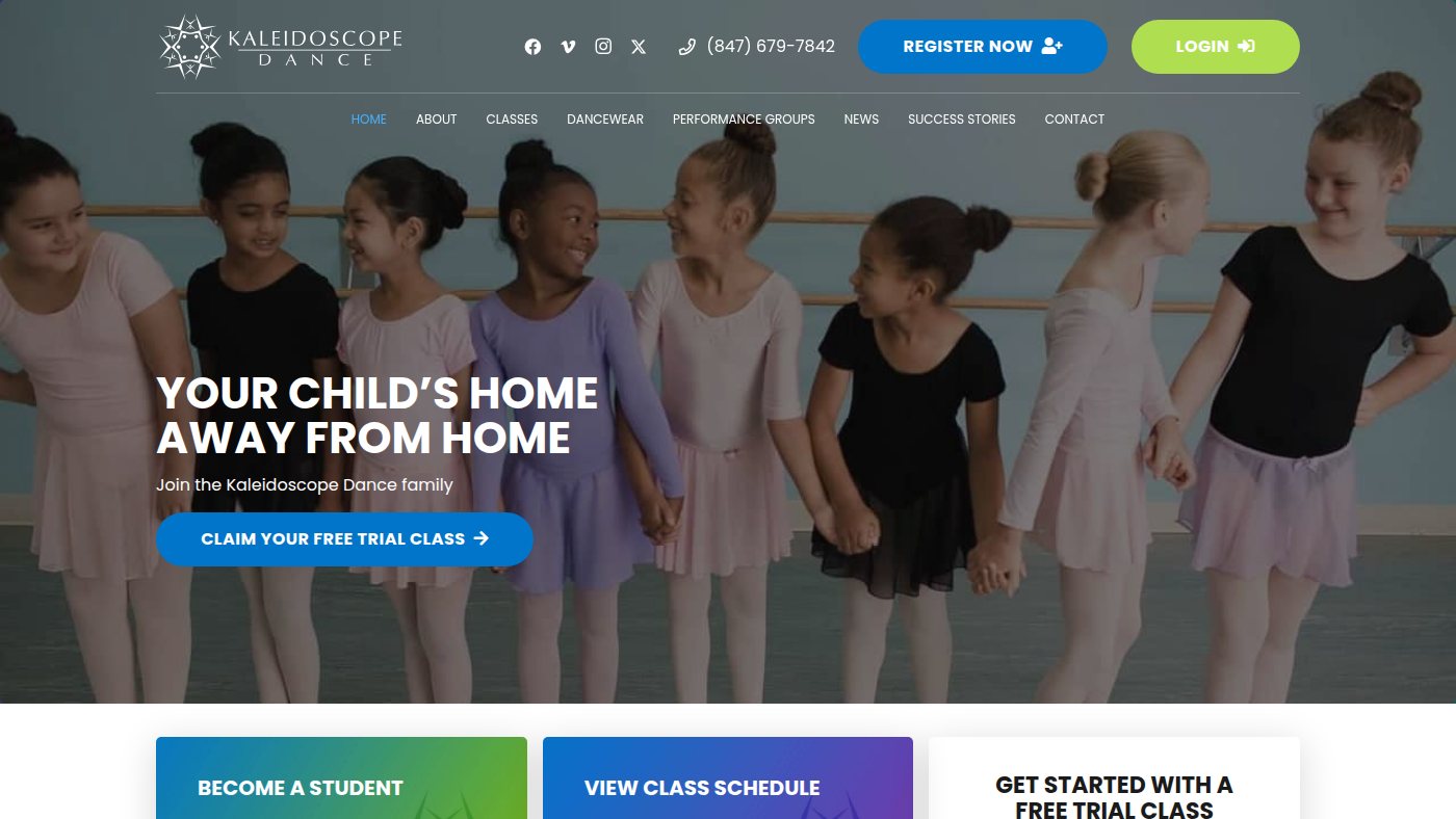 The home page of kaleidoscopedance.com