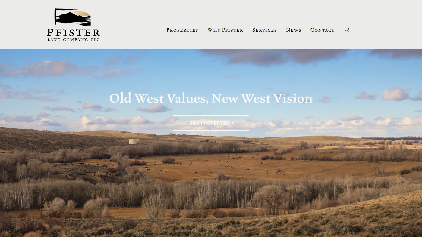The home page of pfisterlandco.com