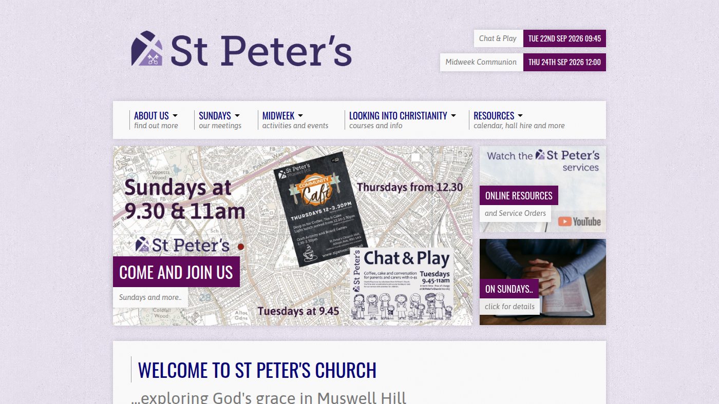 The home page of stpetersch.org.uk