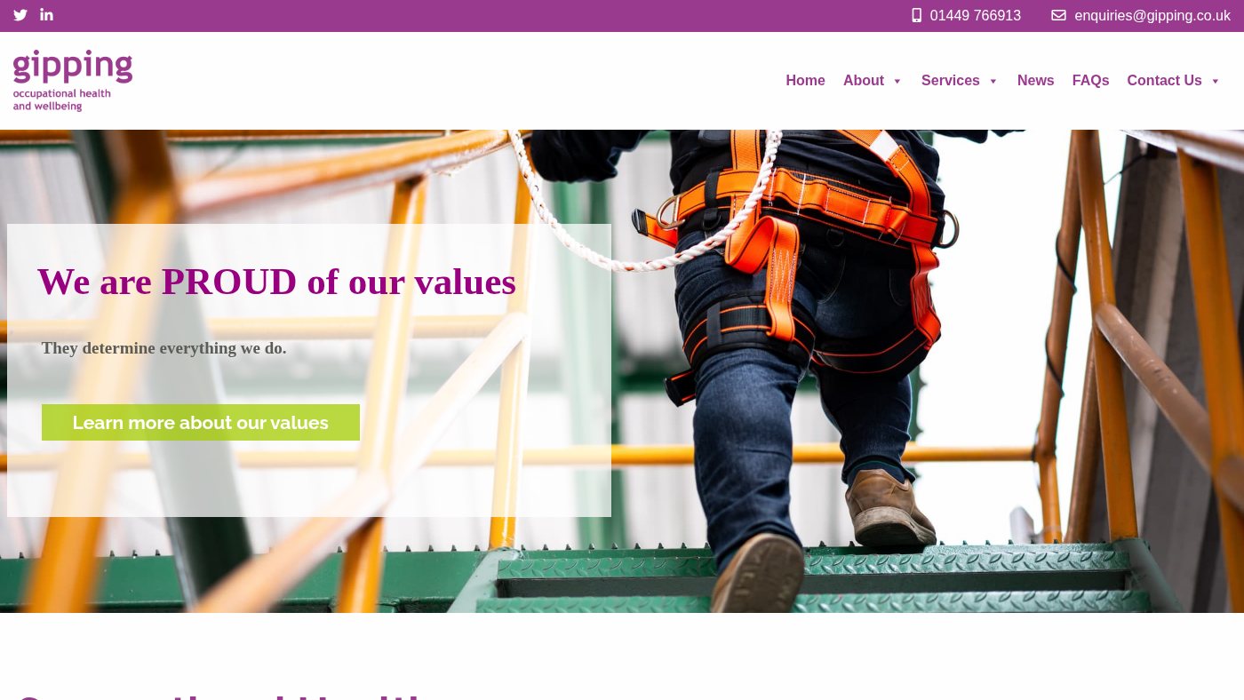 The home page of gipping.co.uk
