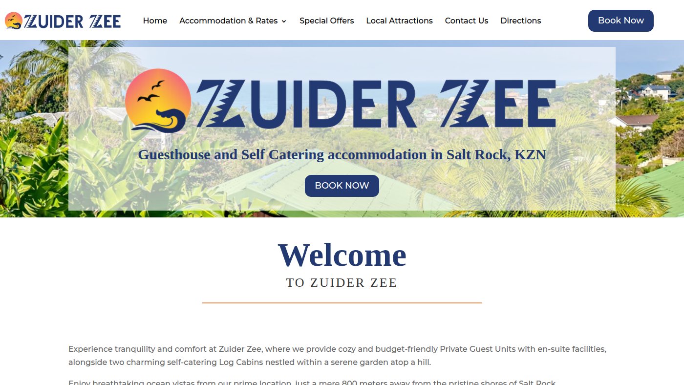 The home page of zuiderzee.co.za