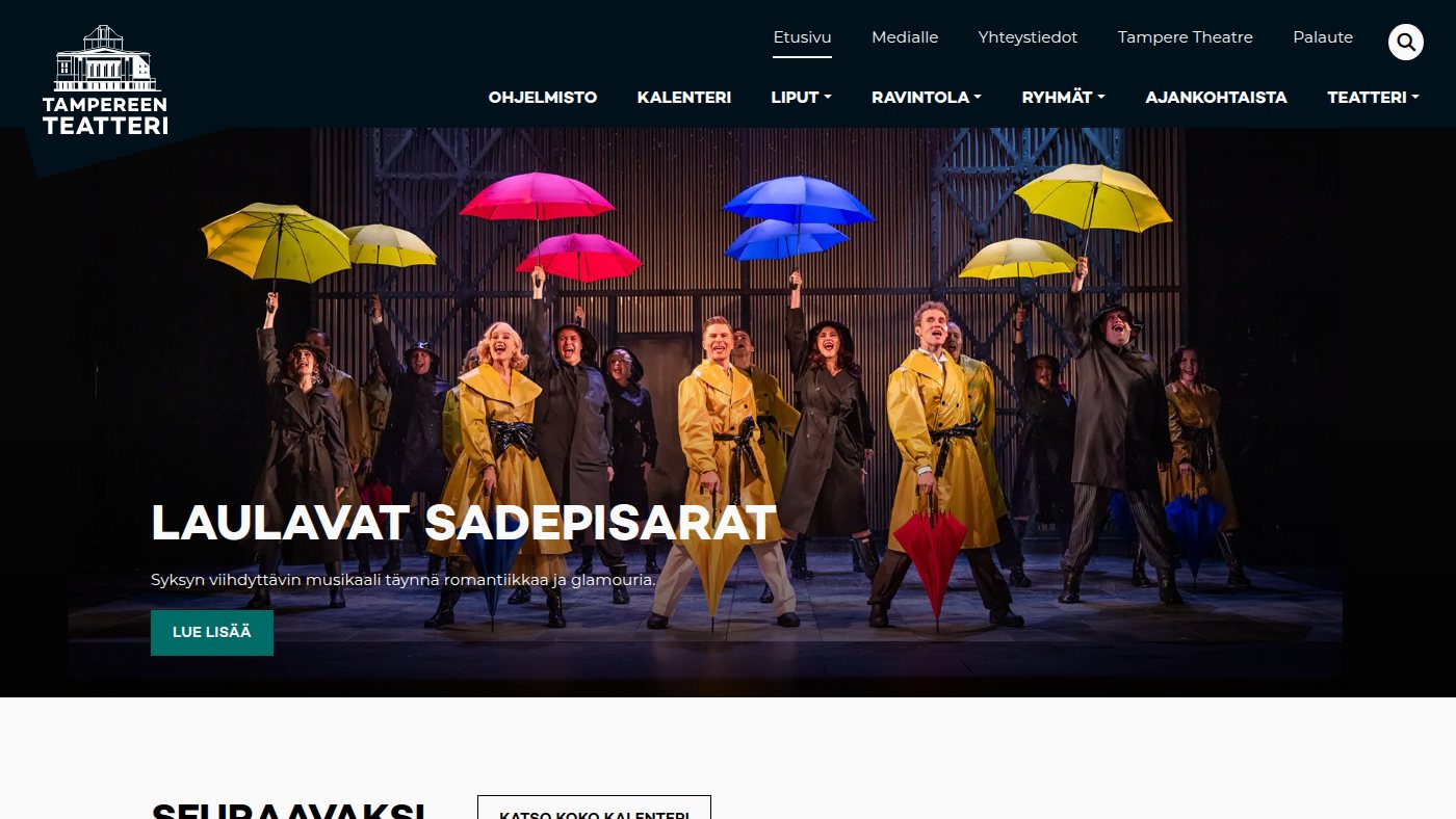 The home page of tampereenteatteri.fi