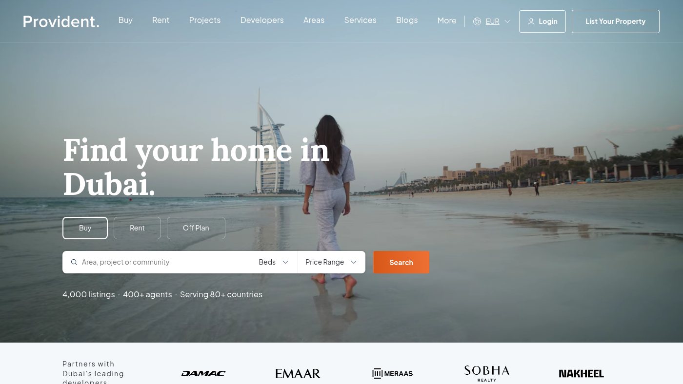 The home page of providentestate.com
