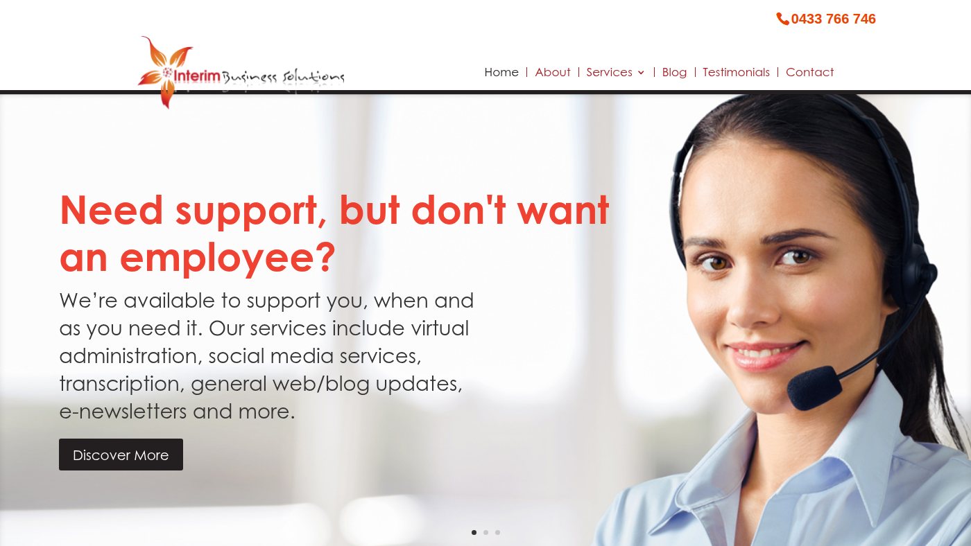 The home page of interimbusiness.com.au