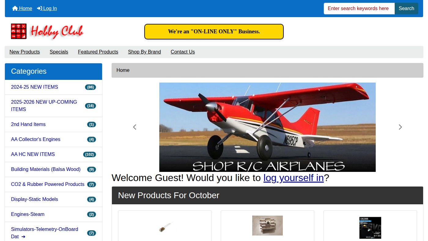 The home page of hobbyclub.com