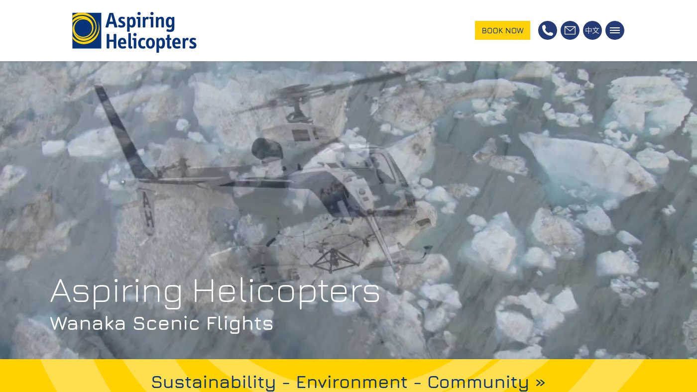 The home page of aspiringhelicopters.co.nz