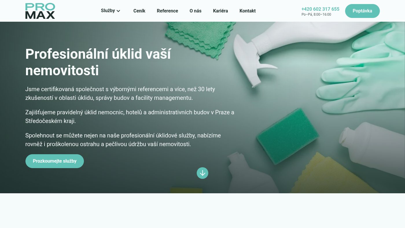 The home page of promax-service.cz