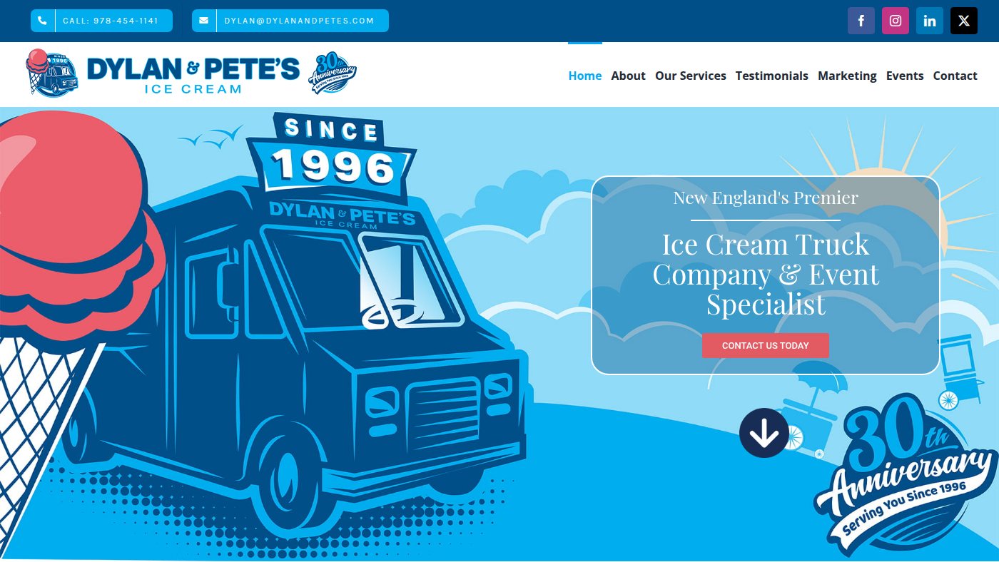 The home page of dylanandpetesicecream.com