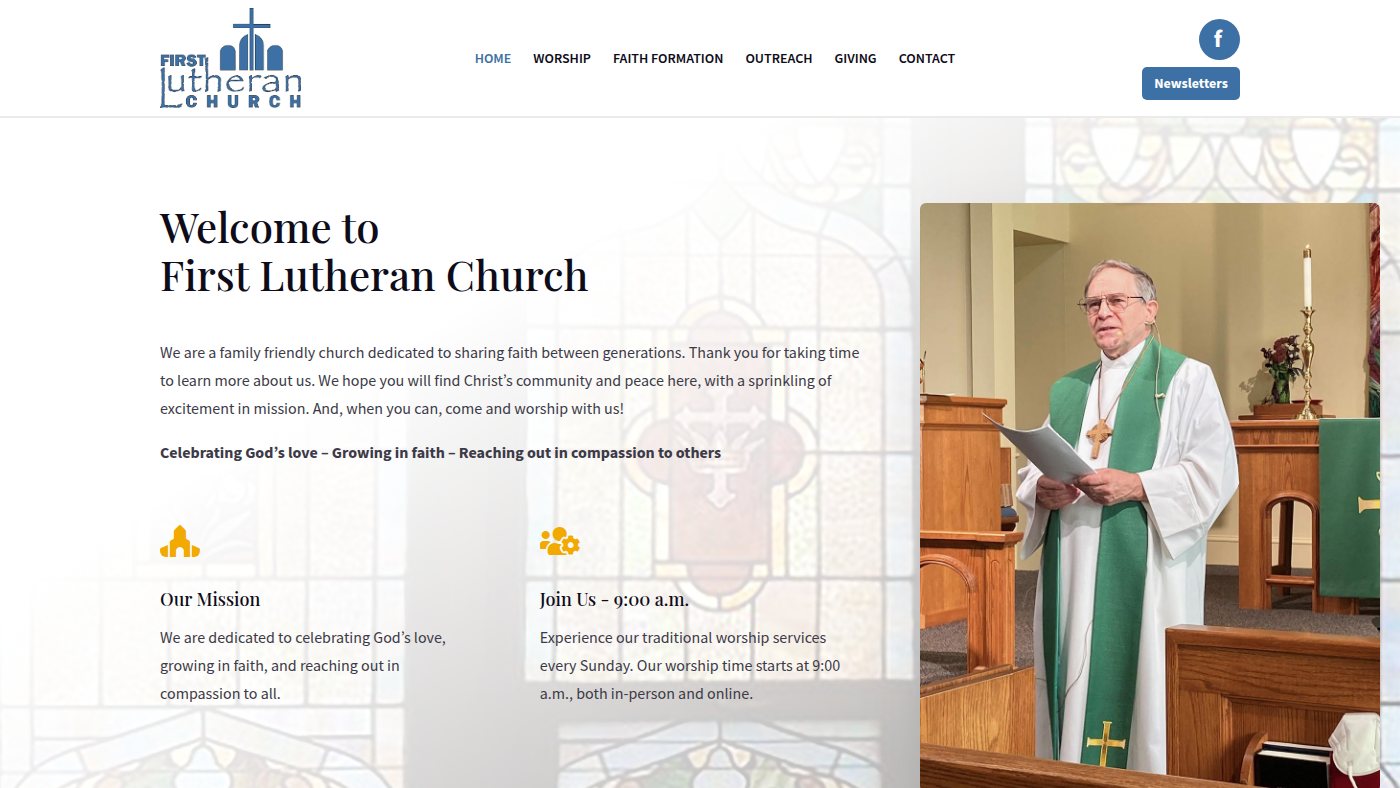 The home page of newtonfirstlutheran.org