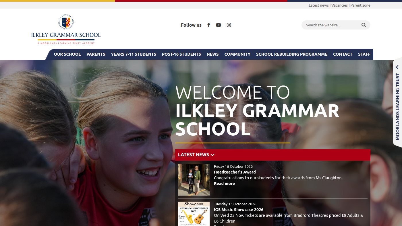 The home page of ilkleygrammarschool.com