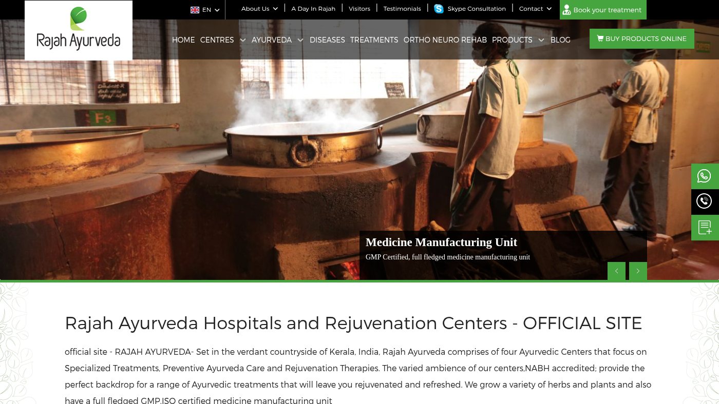 The home page of ayurvedichospital.com
