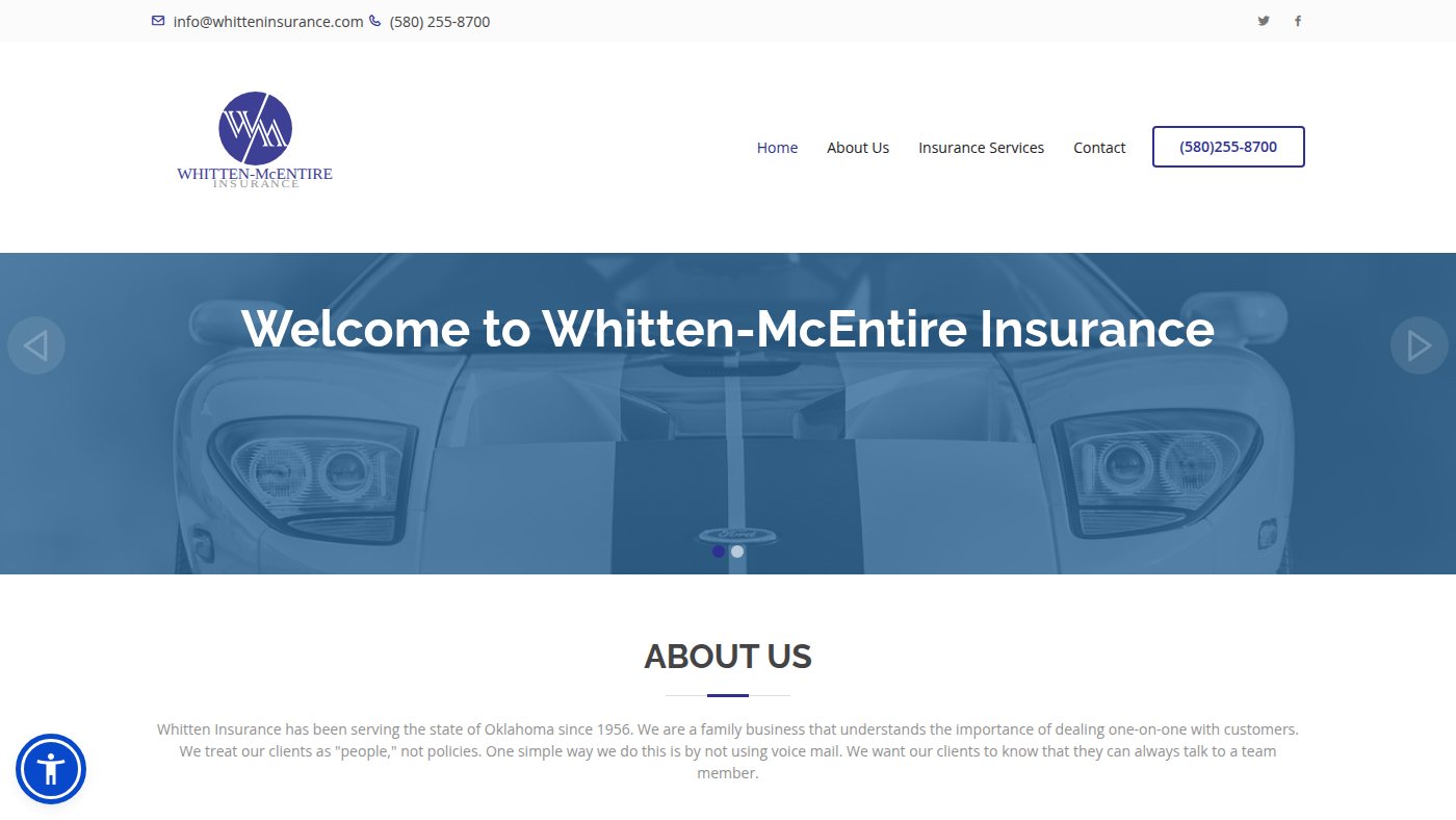 The home page of whitteninsurance.com