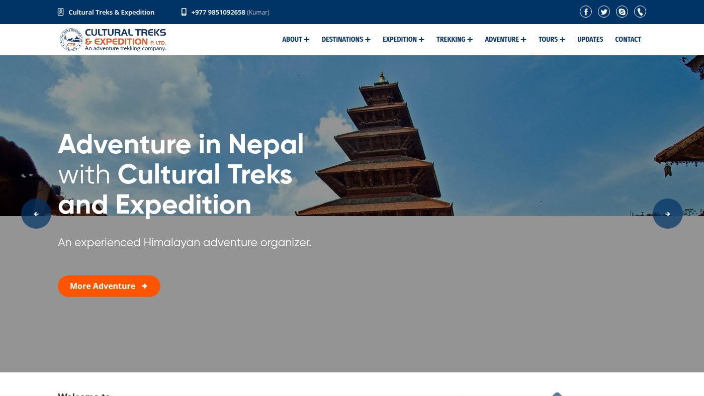 The home page of culturaltreks.com