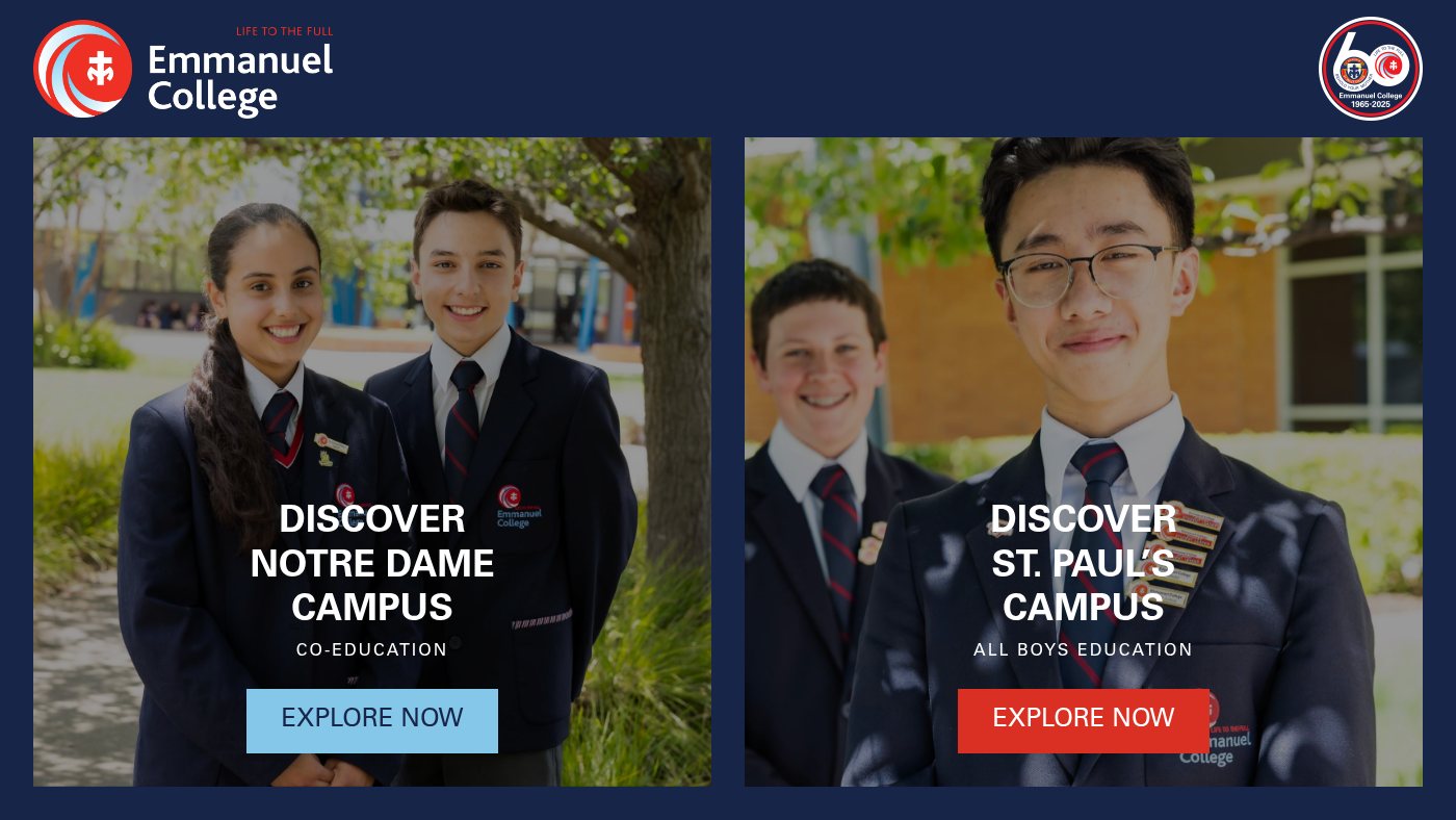 The home page of ecmelb.catholic.edu.au
