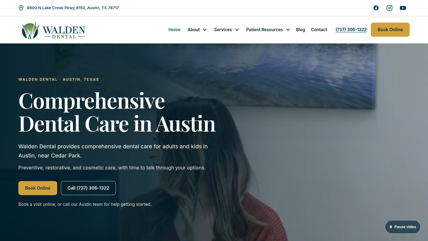 The home page of waldendentaltx.com