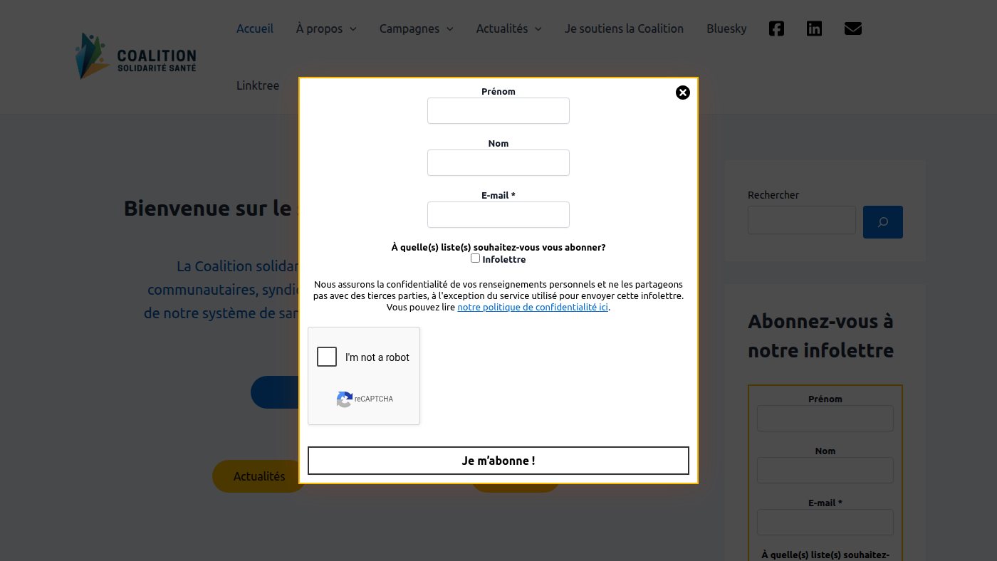 The home page of cssante.com