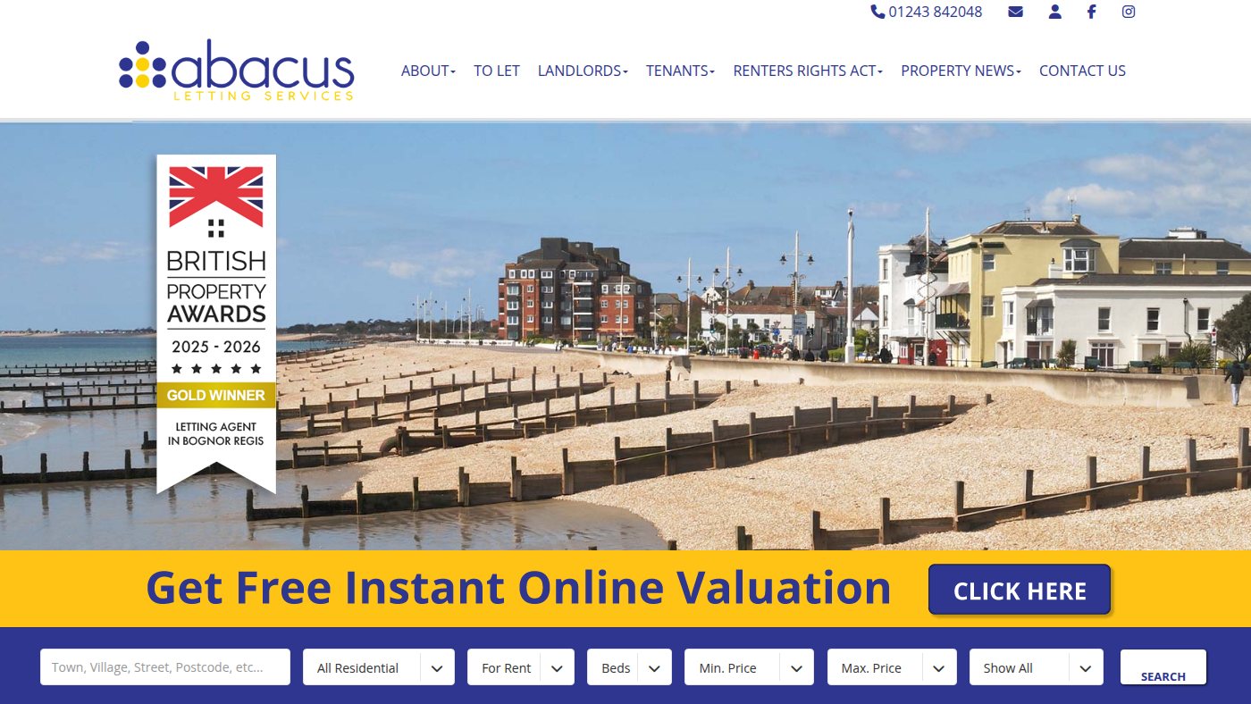 The home page of abacuslettings.co.uk