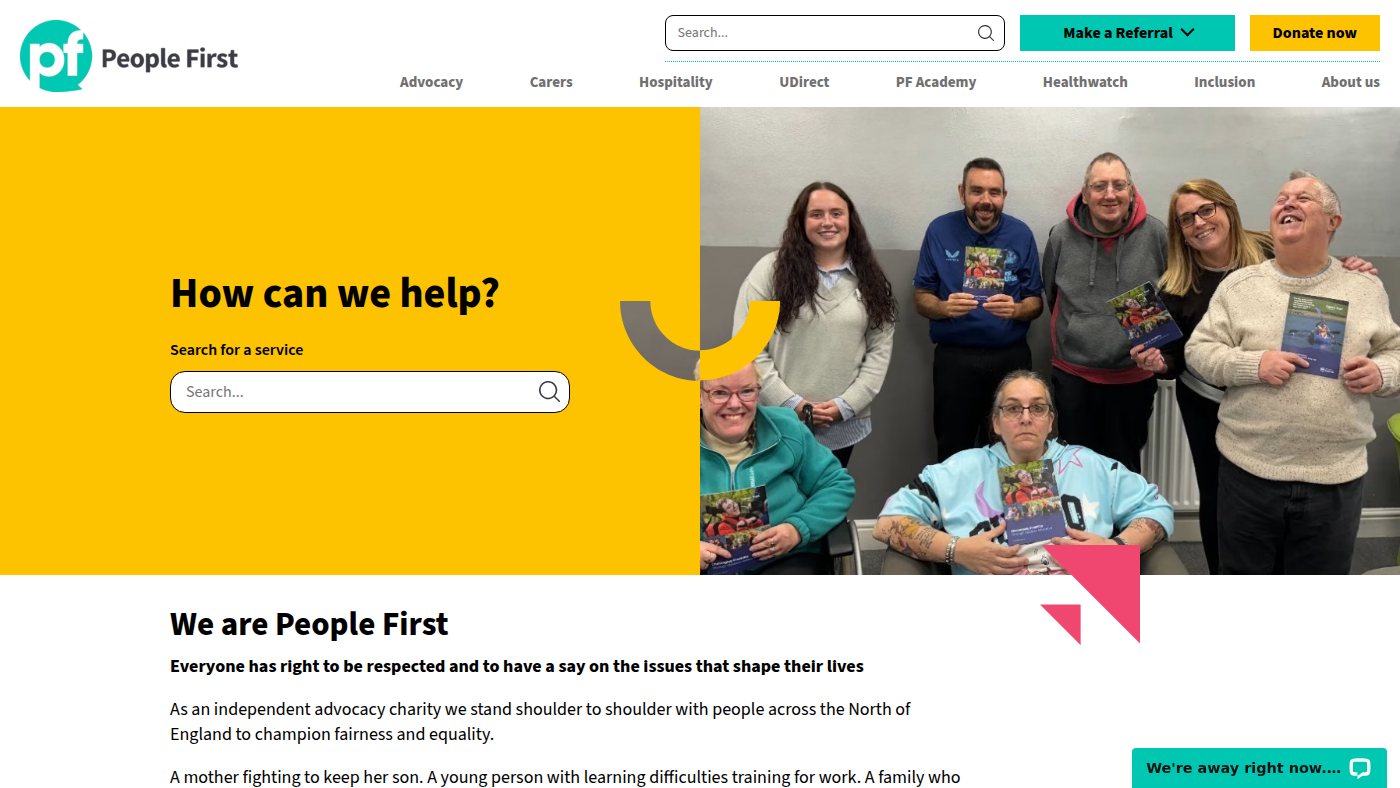 The home page of wearepeoplefirst.co.uk