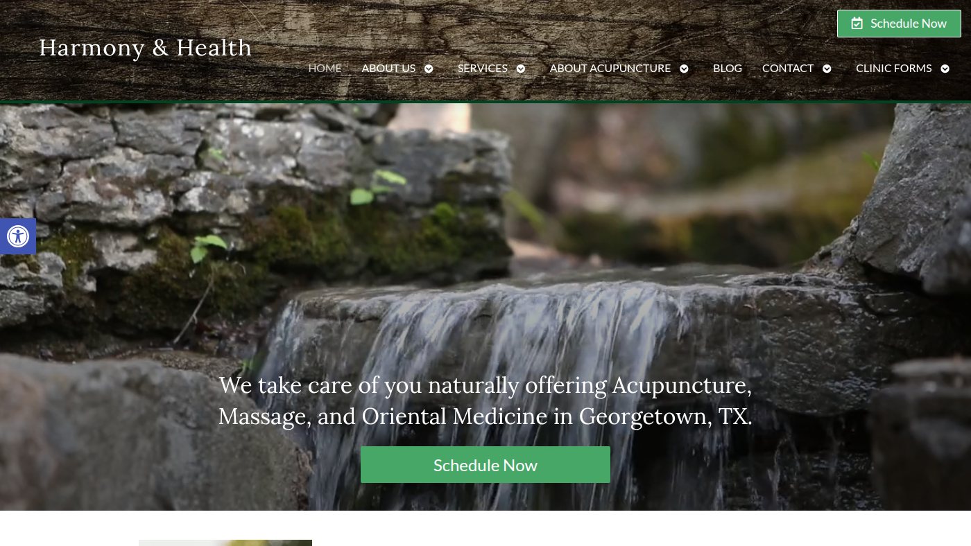 The home page of harmonyandhealth.com