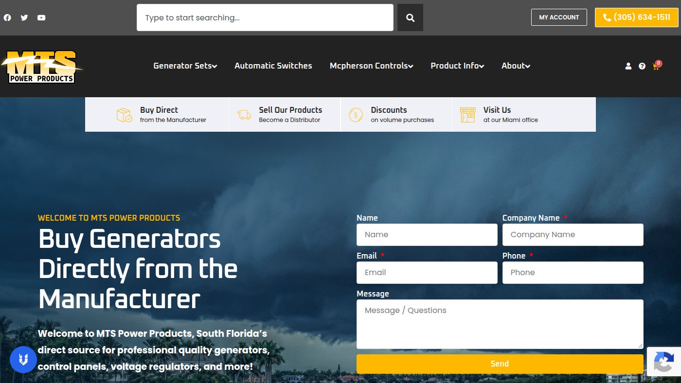 The home page of mtspowerproducts.com