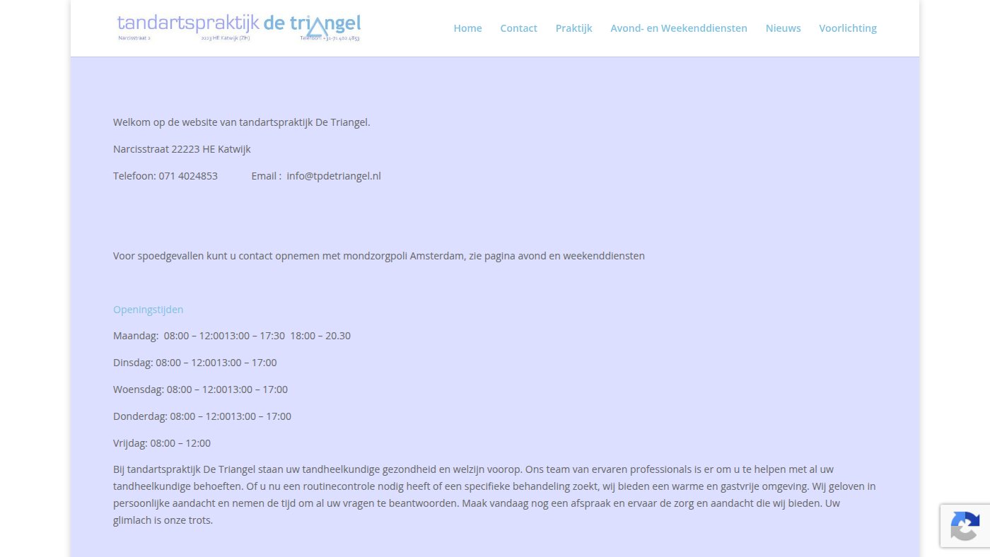 The home page of tpdetriangel.nl