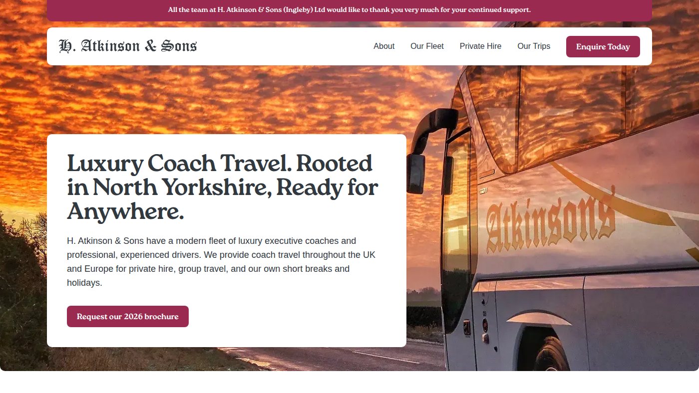The home page of atkinsoncoaches.co.uk