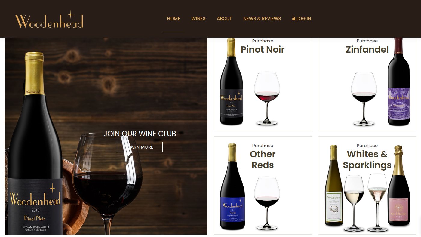 The home page of woodenheadwine.com