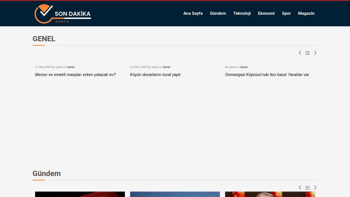 The home page of sondakikadunya.com.tr