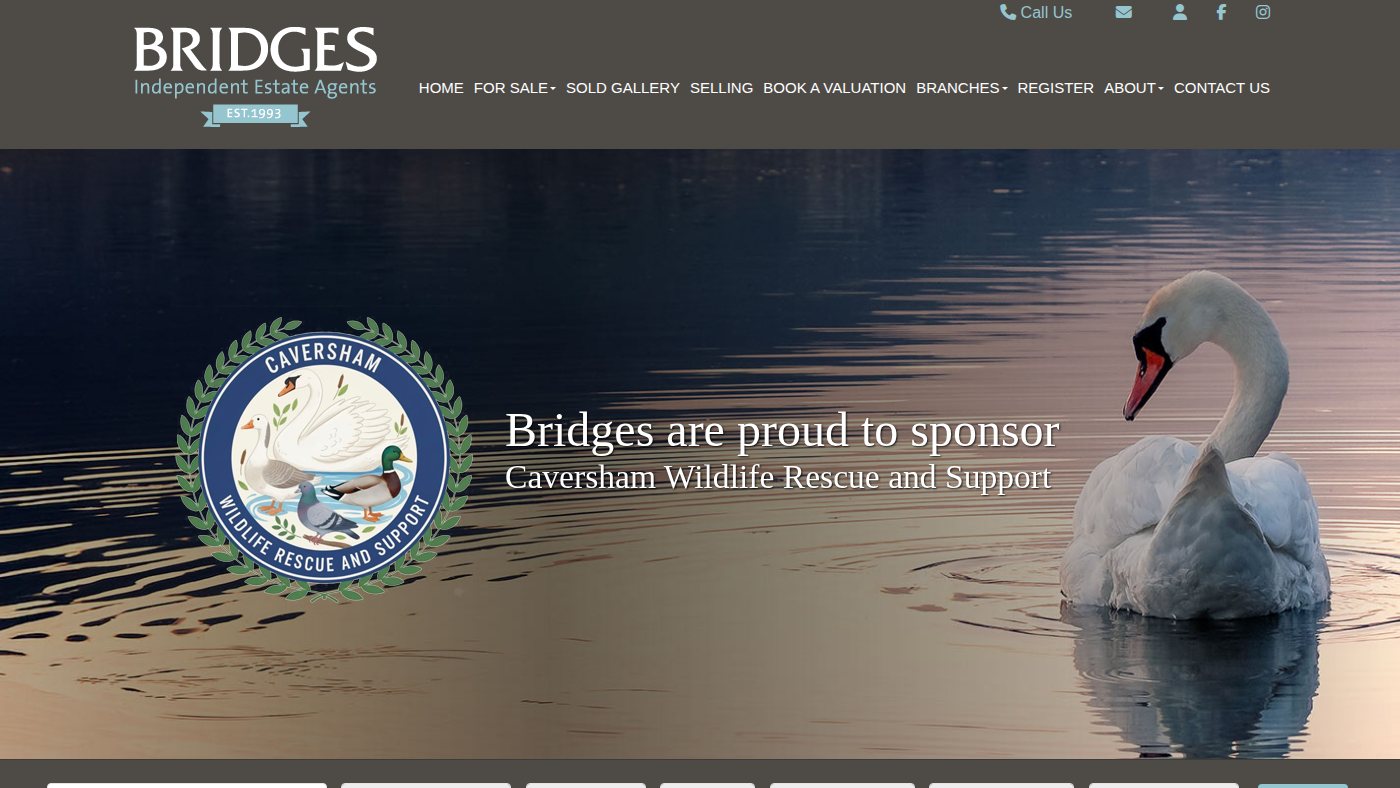 The home page of bridgesproperty.co.uk