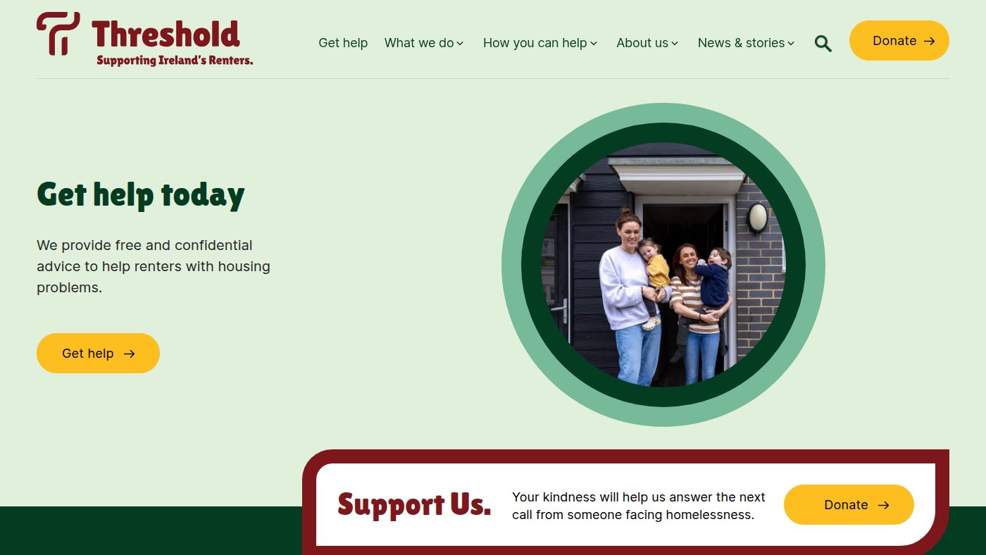 The home page of threshold.ie