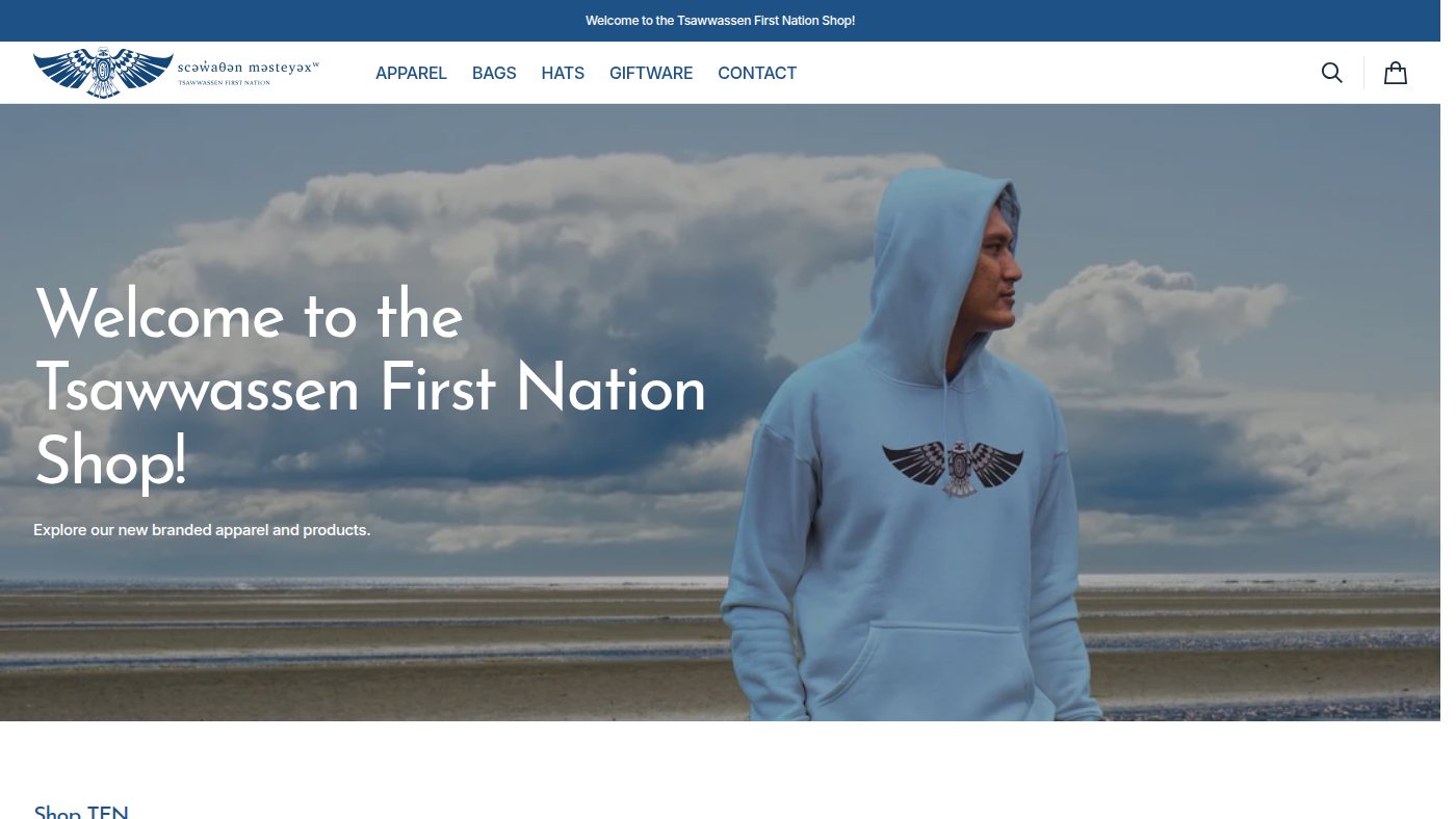 The home page of shop.tsawwassenfirstnation.com