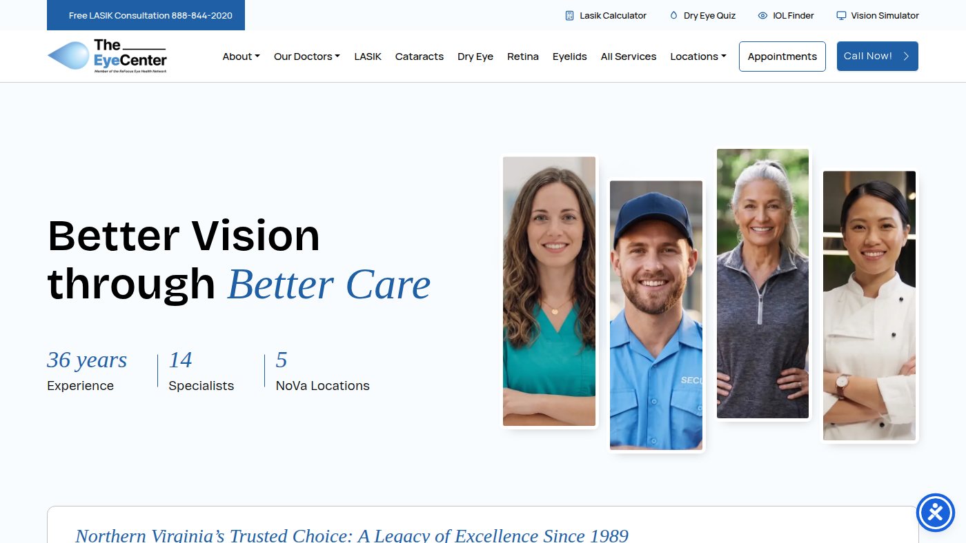 The home page of theeyecenter.com